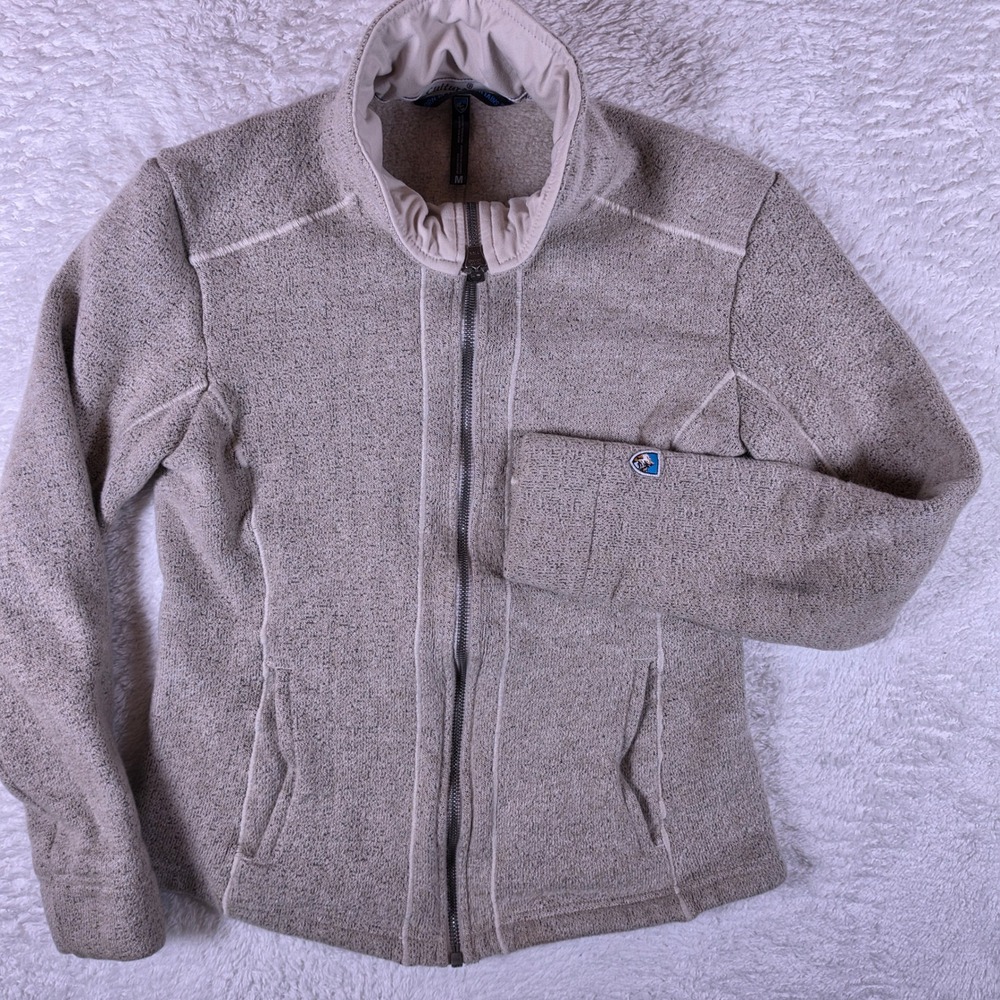 Kuhl Alska Full Zip Jacket Womens M Beige L/S 4345 Fleece Layering